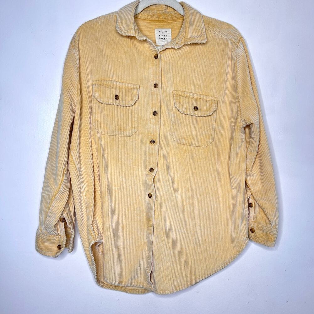 BILLABONG Women's So Stoked Corduroy Oversize Fit Button Up Shirt Size S